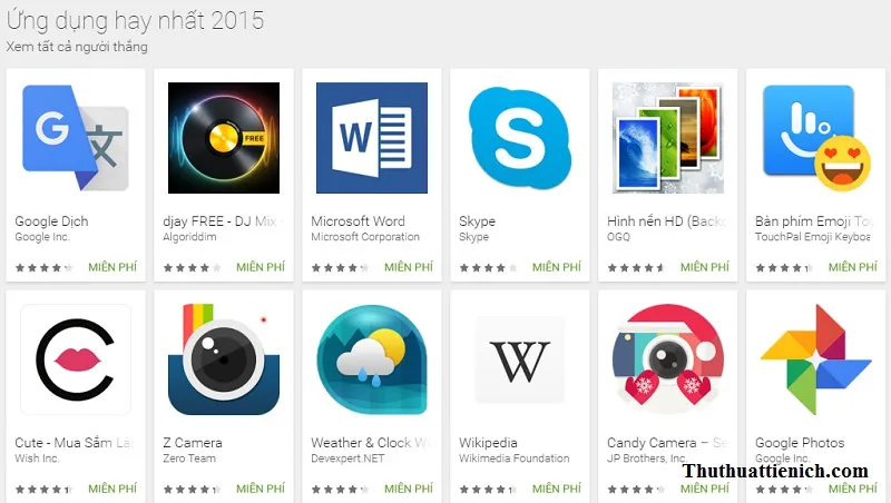 Top 20 ứng dụng Android hay nhất 2015 (Google bình chọn)