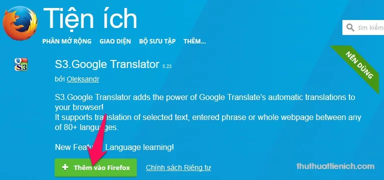 Trang bị Google dịch cho trình duyệt web, dịch nhanh hơn