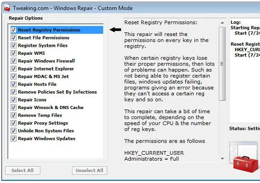 Windows Repair – Phần mềm sửa lỗi Windows miễn phí