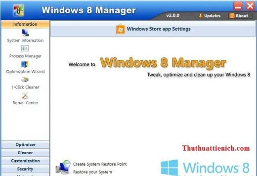 Yamicsoft Windows 8 Manager – Phần mềm quản lý và tối ưu windows 8